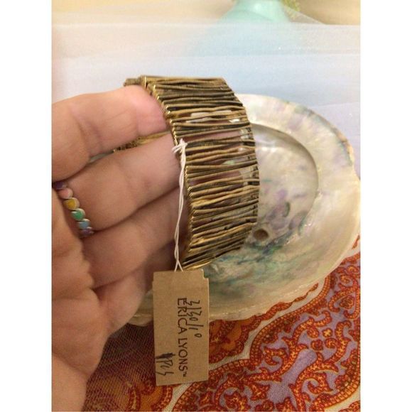NWT NOS Erica Lyons Bracelet Goldtone Fashion Stretch Wide - Picture 4 of 7